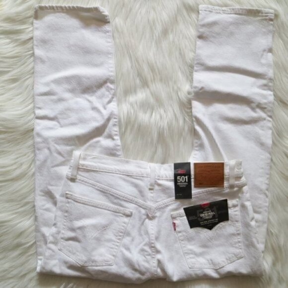 NWT Levi's 501 Original Straight Leg High Rise White Cropped Jeans - Picture 6 of 9